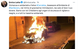 Per l'auto incendiata all'assessore all'ambiente di San Severo, Carrabba, arriva anche la solidarietà di Letta