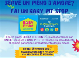 A Potenza l'area 'Baby pit stop: qui la mamma che allatta è benvenuta'. Domani l'inaugurazione
