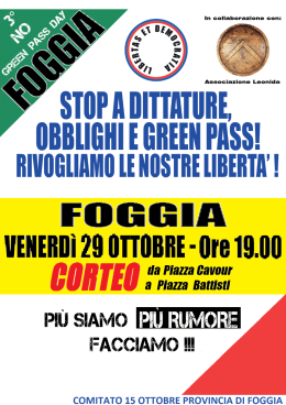 A Foggia un corteo per dire "No al green pass"