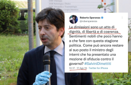 È diventato virale il tweet di Speranza del 2019, sosteneva che «le dimissioni sono un atto di dignità»