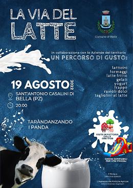 Con “La via del latte” proseguono gli eventi a Bella nell’ambito dell’Estate Bellese 2022
