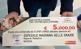 Una Conad dal cuore grande: donati 5000 euro al reparto di Pediatria dell'ospedale di Matera