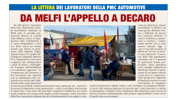 Pmc Automotive, protesta senza sosta a Melfi: in gioco posti di lavoro interregionali