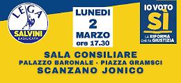 Referendum 2026, a Scanzano Jonico l&rsquo;incontro sulle ragioni del S&igrave; targato Lega