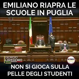 Chiusura delle scuole, Lovecchio: «Non si gioca con la vita della gente, Emiliano riapra le scuole»