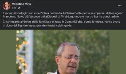 Scomparsa di monsignor Nolè, il sindaco di Chiaromonte: «Ci stringiamo al dolore della famiglia e di tutte le Comunità che, come la nostra, hanno avuto in dono dal Signore la sua grande e instancabile guida»