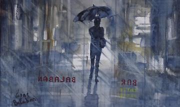Piove. Tra le feritoie tristi di un locale in cui non scende giù neppure un caffè